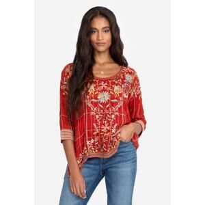 Johnny Was Sienna Blouse in Cayenne‎ Small C 18520-9